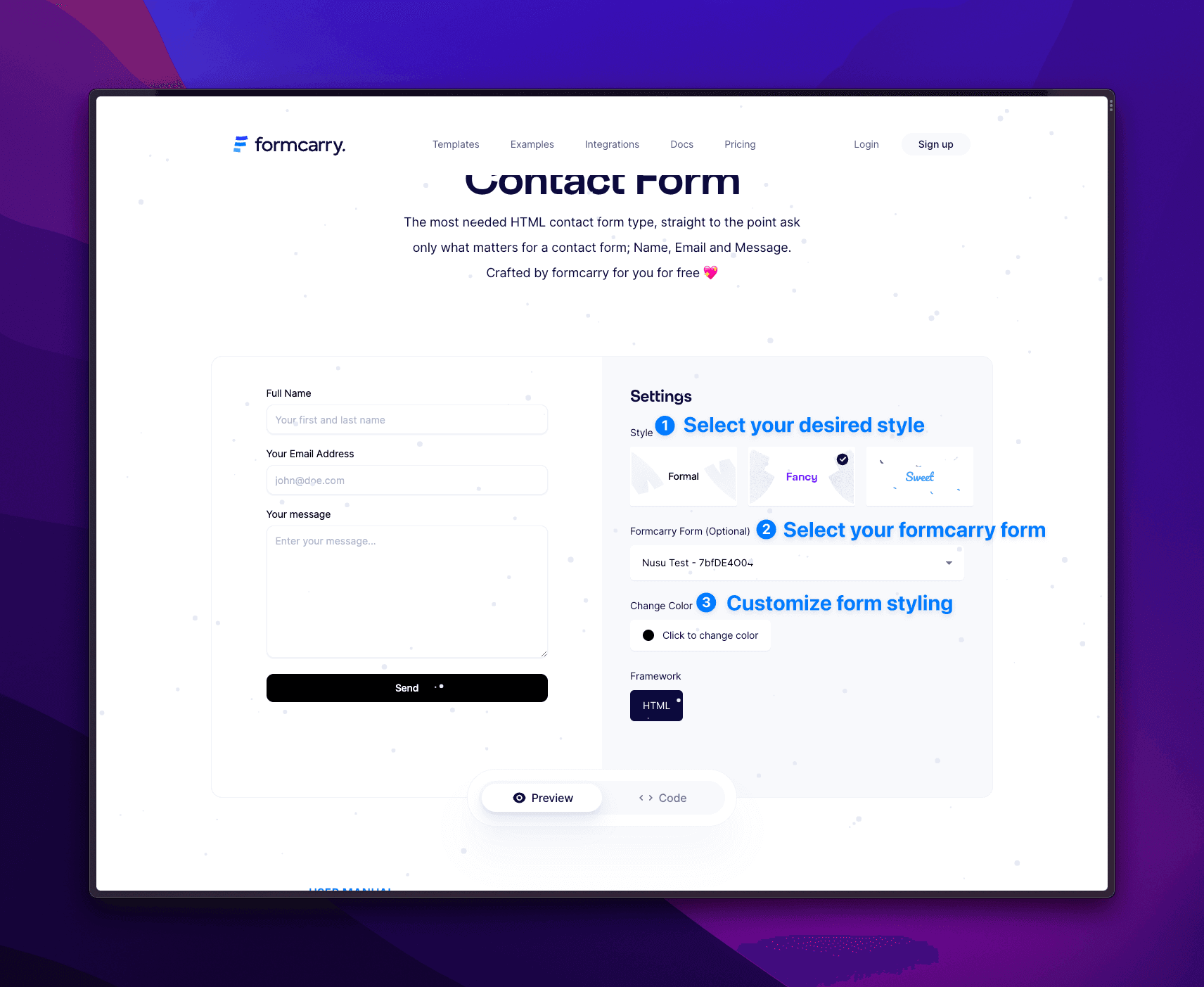Free contact form generator